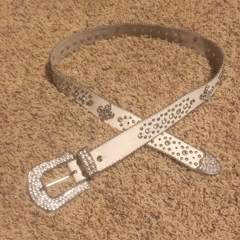 White jeweled belt